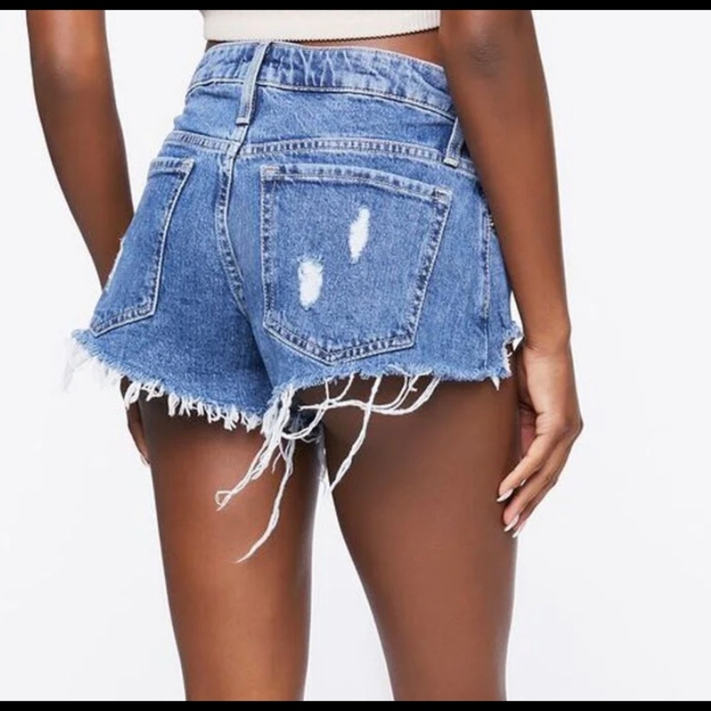 Forever 21 Frayed Raw-Cut Denim Shorts